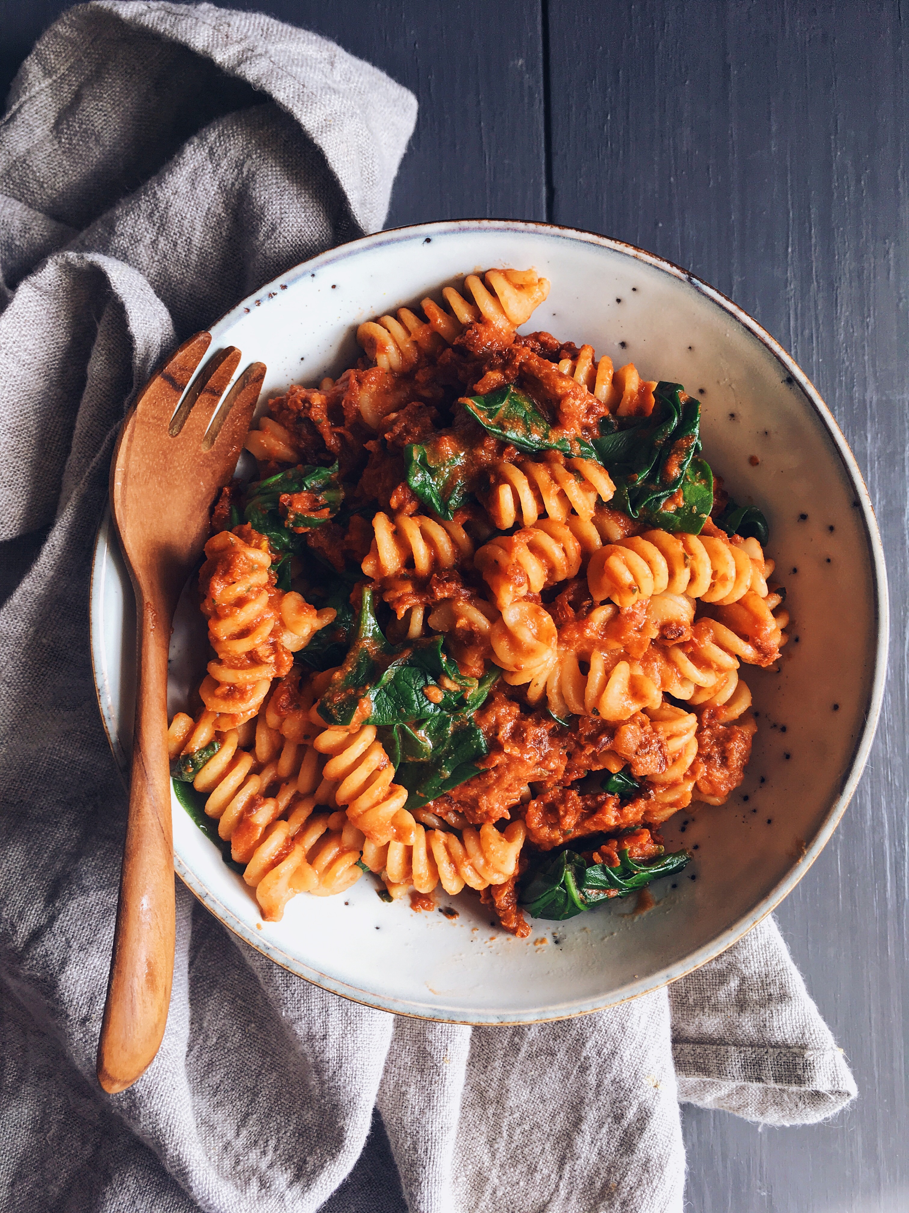 Pâtes aux Tomates Séchées et Epinards Clemfoodie