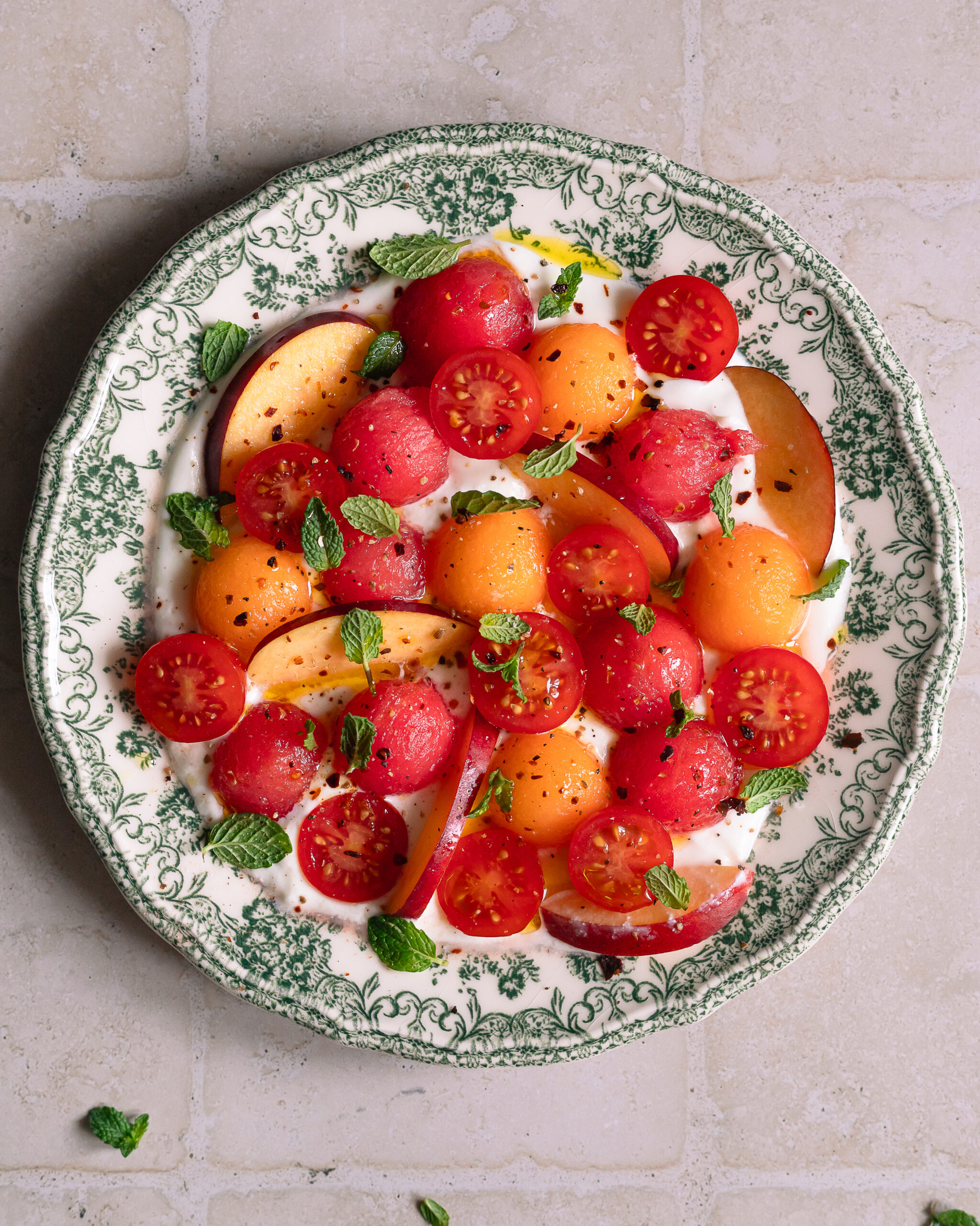Crème de feta, melon et pastèque